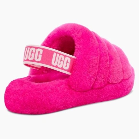 UGG Girls Fluff Yeah Slide Size 4 Pink EUC - Picture 4 of 15